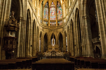 Inside a historic church in Prague