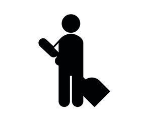 Cleaner man vector icon.  Editable stroke. Linear symbol for use on web design and mobile apps, logo. Symbol illustration. Pixel vector graphics - Vector