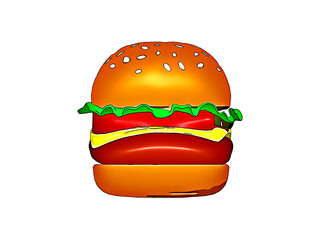 Beautiful illustration of cheese burger isolated on plain white background