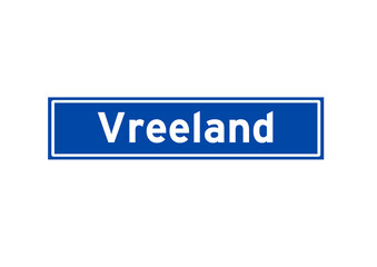Vreeland isolated Dutch place name sign. City sign from the Netherlands.