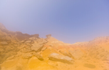 Naklejka premium Eroded landscape in the Bardenas Reales Natural Park, Navarra, Spain, Europe