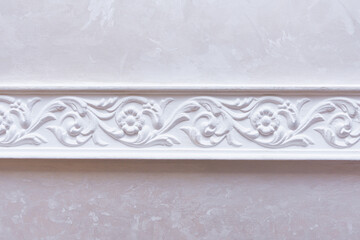 Fototapeta na wymiar Luxury white design wall bas relief with stucco element rococo