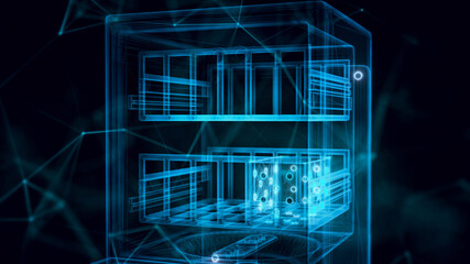 3d rendered illustration of Dishwasher Machine hologram Close up. High quality 3d illustration