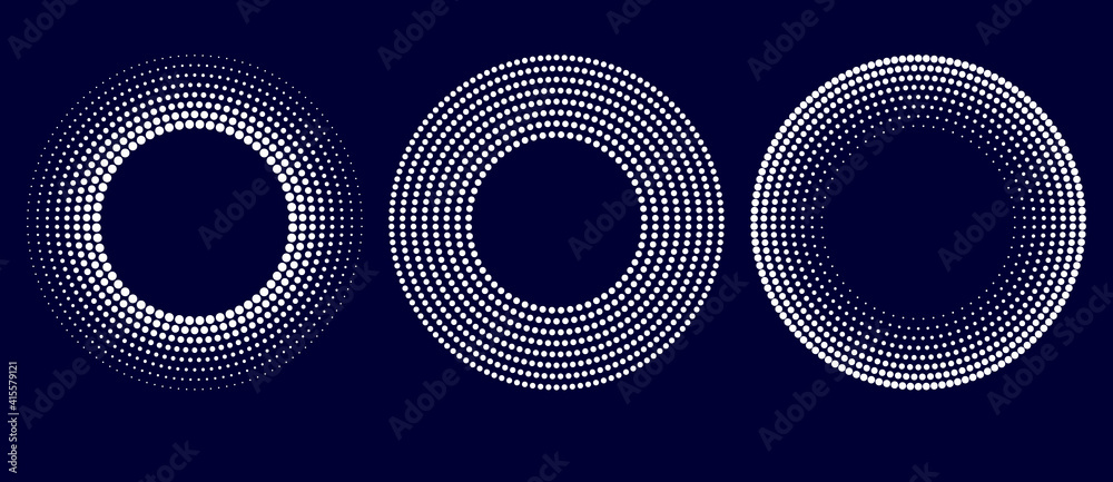 Poster set of halftone dots in circle form