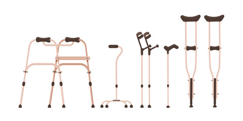 Walking sticks. Vector illustration in flat style.