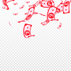 British pound notes falling. Random GBP bills on t