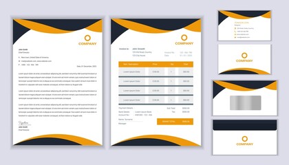 Corporate identity. Stationery template design with letterhead, Invoice and business card.