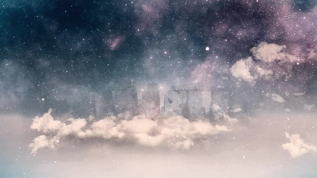 Surreal landscape. Stonehenge in the fog animation