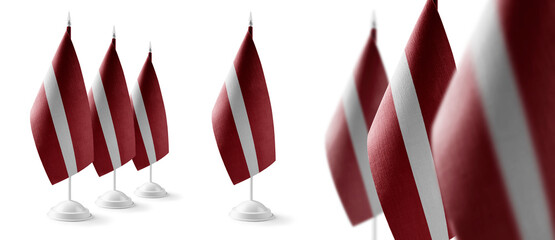 Set of Latvia national flags on a white background