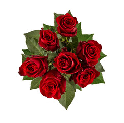 bunch of roses red green isolated with clipping​ path​