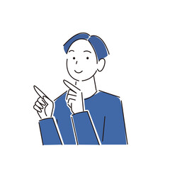 指さし 笑顔の男性 程よいシンプルなイラスト ベクター 