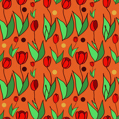 color pattern vector tulips. drawing of spring flowers.