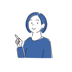 指さし 笑顔の女性 程よいシンプルなイラスト ベクター