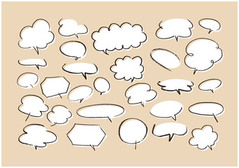 ふきだし　あしらい　手書き　鉛筆　クレヨン　アイコン　セット