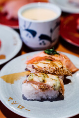 Sushiro restaurant in Taipe, Taiwan. Sushiro is the large chain of conveyor belt sushi restaurant in Japan.
