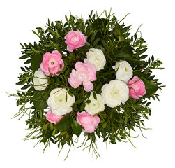 bouquet of roses pink white isolated with clipping path 
