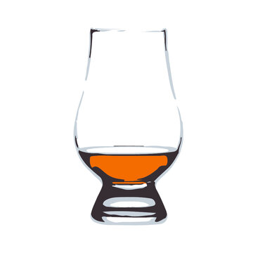 Glencairn whisky glass with orange beverage illustration