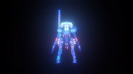 Obraz na płótnie Canvas 3d rendered illustration of Warrior robot Mecha Hud hologram v1. High quality 3d illustration