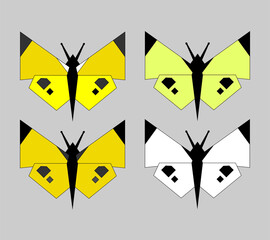 set of stylized butterflies in a geometric shape. Ideal for modern poster ideas logo