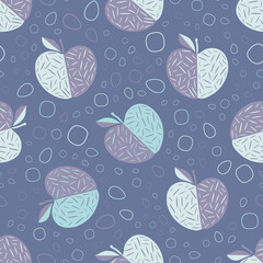 Seamless abstract  fruit pattern with apple. Beautiful texture for textile, paper print, scrapbooking or wallpaper. Vector illustration. Cute colorful trendy background.
