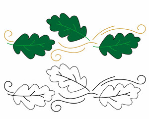 oak leaf with monograms. Scribble