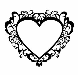 openwork heart monogram for wedding logo, family coat of arms. Vector image on a white background. frame for plotter