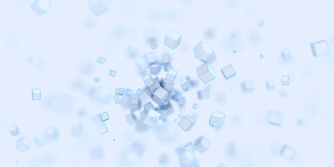 Abstract 3d render, light background design with cubes