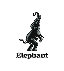 logo illustration of elephant standing in vintage design