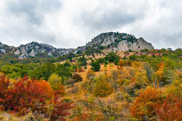mountains and forests of crimea on an autumn day