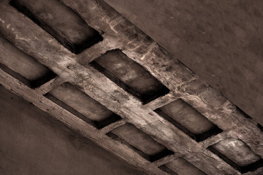 Apoplexy abstract background of the ceiling of a destroyed building