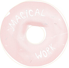 Pink donut with glitter and lettering 