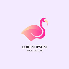 Exotic flamingo gradient logo in pink color