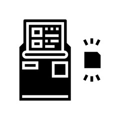 atm with rfid technology glyph icon vector. atm with rfid technology sign. isolated contour symbol black illustration