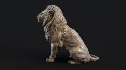 Fototapeta na wymiar Sitting Lion 3d Sculpture
