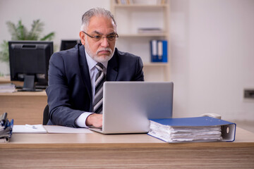 Aged businessman employee sitting in the office