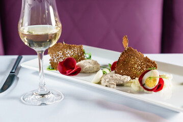 gourmet salad in the restaurant
