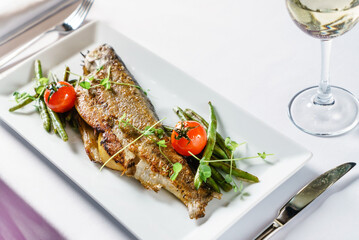 roasted trout with green beans