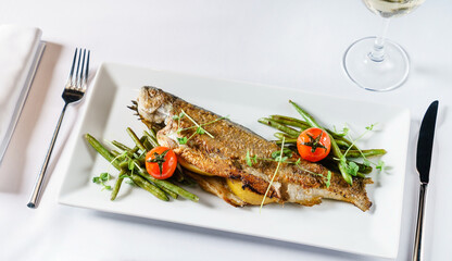 roasted trout with green beans