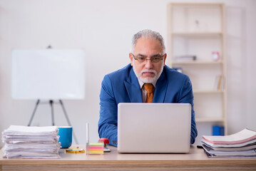 Fototapeta premium Old businessman employee sitting in the office