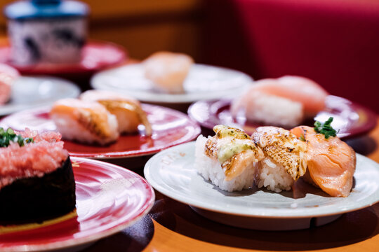 Sushiro restaurant in Taipe, Taiwan. Sushiro is the large chain of conveyor belt sushi restaurant in Japan.