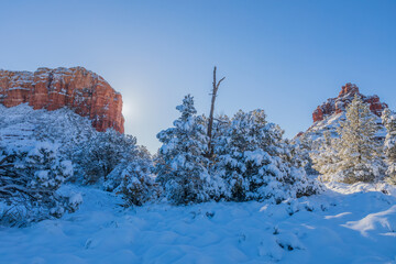 Snow Covered Landscape in Sedona Arizona in Winter