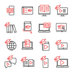 Set of E-learning icon. Online Education pack symbol template for graphic and web design collection logo vector illustration