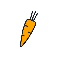 Carrot icon. Linear color icon, contour, shape, outline isolated on white. Thin line. Modern design. Vector illustrations of vegetables.