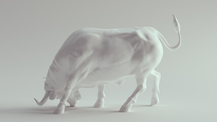 Obraz na płótnie Canvas White Porcelain Muscular Bull 3d illustration render 