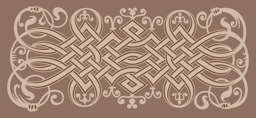 Ethnic ornamental weaving vintage border.