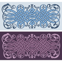Ethnic ornamental weaving vintage borders set
