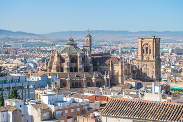 Fototapeta na wymiar views of famous cathedral in granada, Spain