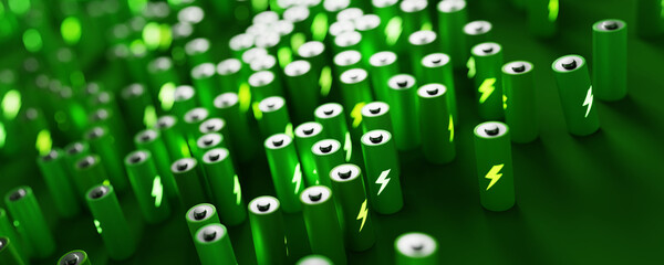 Infinite batteries, clean and sustainable energy concepts, 3d rendering