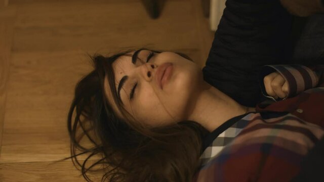 the guy returns home and finds the girl unconscious