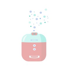 Pink green humidifier cartoon isolated illustration.